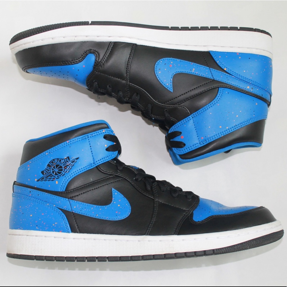 Nike Air Jordan 1 Mid Royal Paint Splatter Size 12